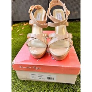 Touch Ups Andrea Nude Patent Strappy Platform Stiletto Heels Size 8M